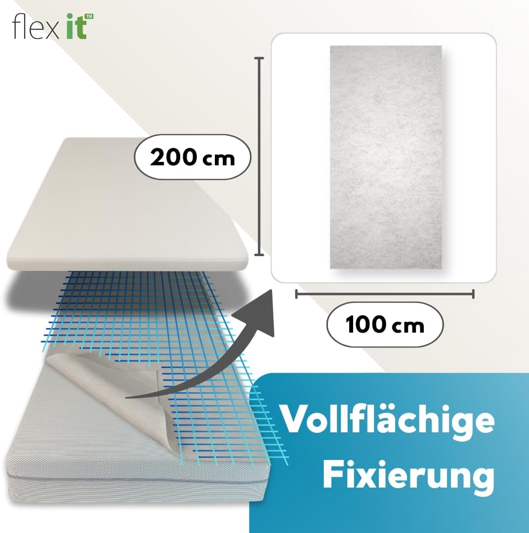 Flex it - flexTopp 100x200 cm Antirutschmatte für Bett Matratzen Befestigung Topper Matratze Lattenr