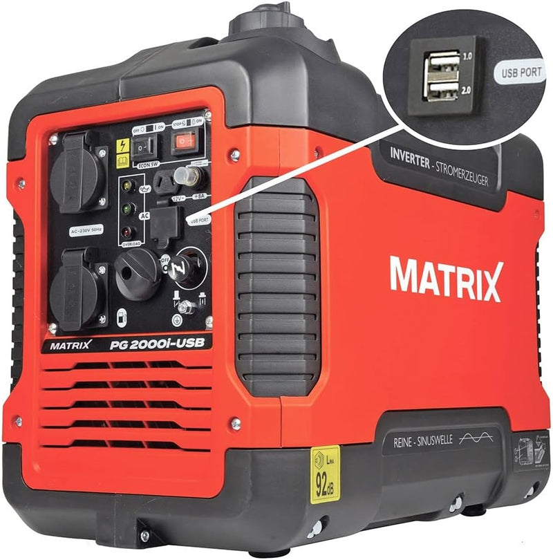 Matrix Notstromaggregat Benzin leise Digitaler Generator Inverter Stromerzeuger USB Stromaggregat tr