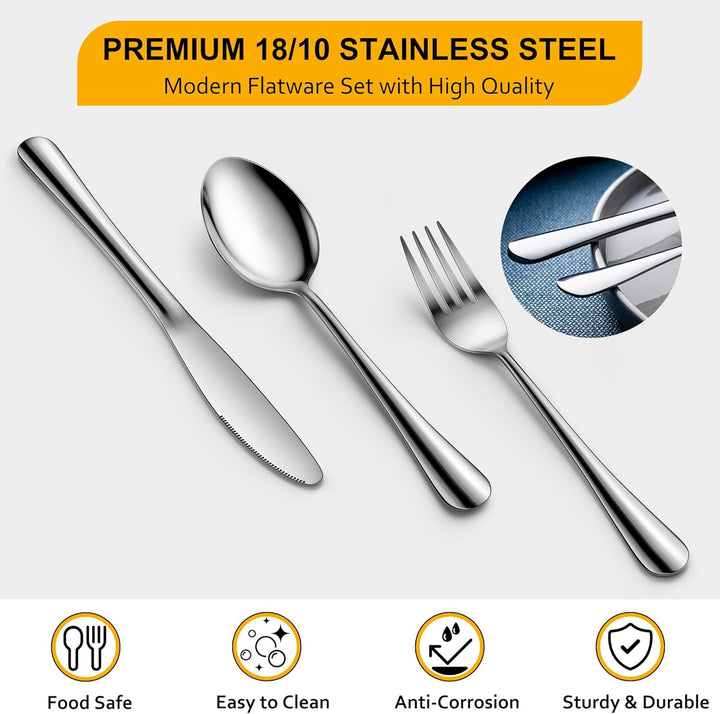 Velaze Besteck Set 6 Personen aus Premium-Edelstahl, Besteckset mit Schöner Geschenkbox, Spiegelpoli