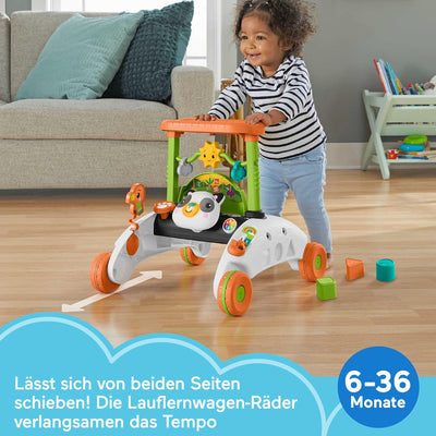 Fisher-Price HJY73 - 2-Seiten Panda-Lauflernwagen, mitwachsendes interaktives Spiel-Center mit über
