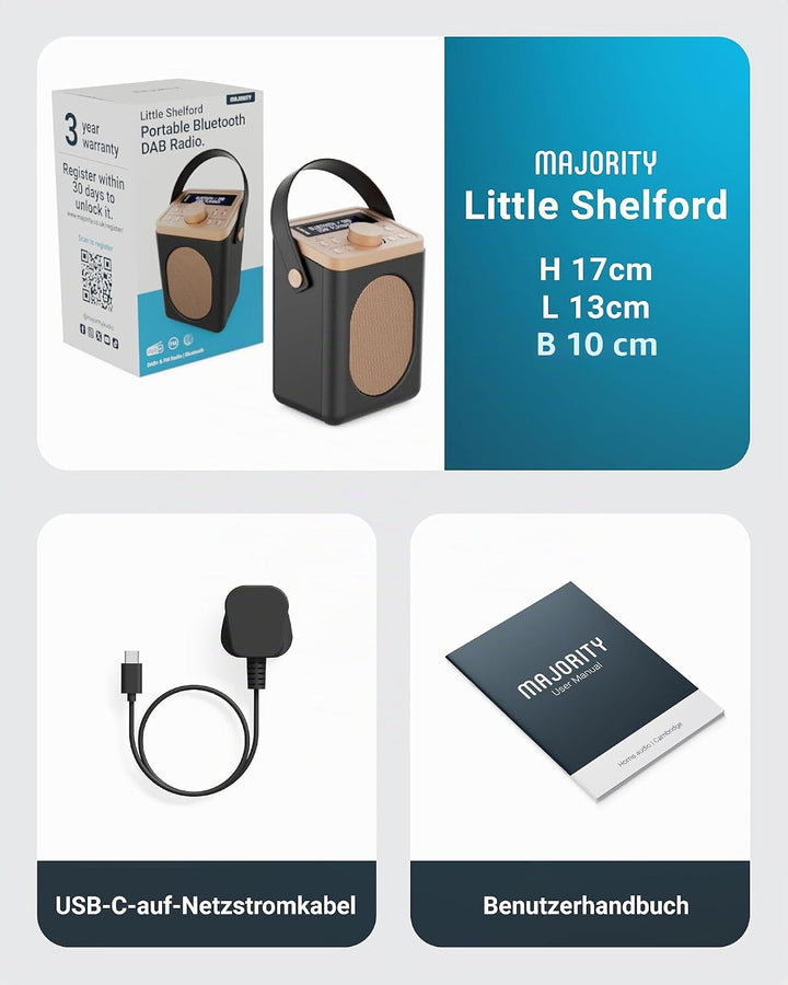 MAJORITY Little Shelford DAB Plus Radio | Küchenradio UKW mit Bluetooth | Radio Batteriebetrieben mi