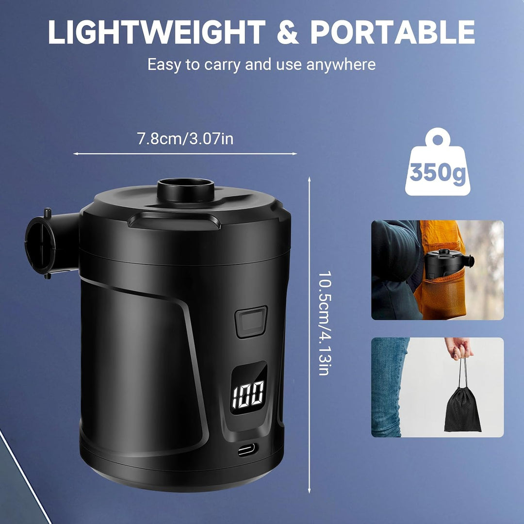 Elektrische Luftpumpe, 5200mAh Wiederaufladbare Akku Luftpumpe, Schnell Inflator mit 4 Luftdüsen, Mi