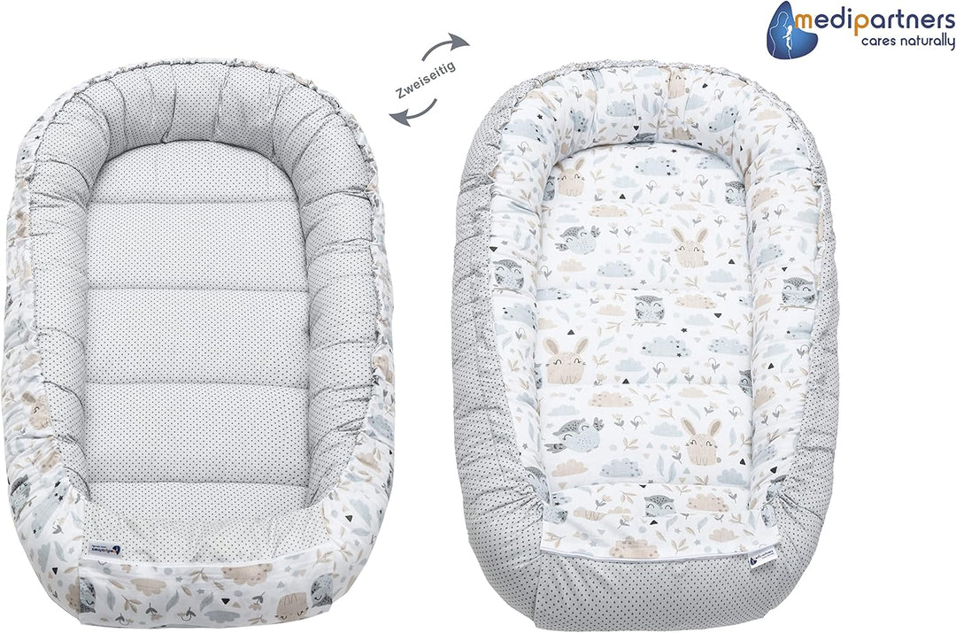 Medi Partners Babynest Kuschelnest Babynestchen 100% Baumwolle Nestchen Reisebett für Babys Säugling