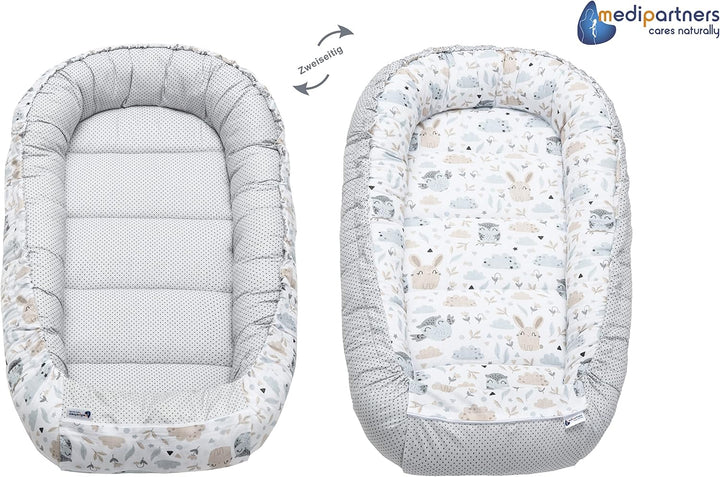 Medi Partners Babynest Kuschelnest Babynestchen 100% Baumwolle Nestchen Reisebett für Babys Säugling