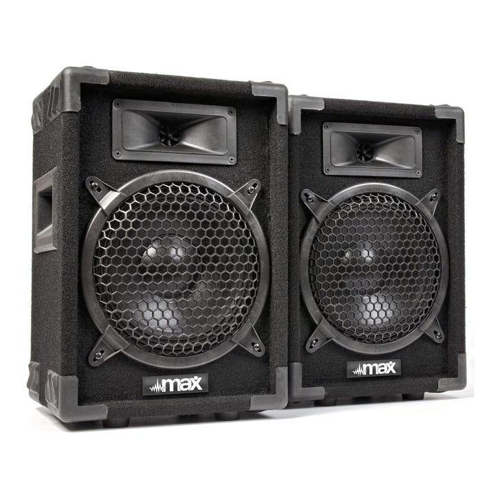 MAX MAX8 - Passives PA Lautsprecher Set, 400 Watt mit 8 Zoll Tieftöner, Partybox mit Griffe, Passive