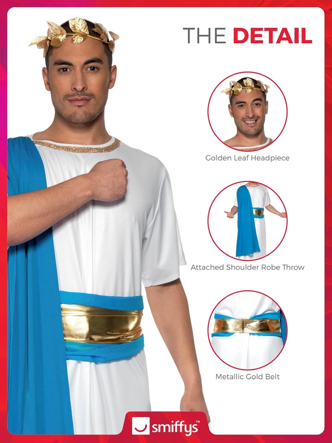 Römischer Senator Kostüm Robe Gürtel und Lorbeerkranz, Large, M
