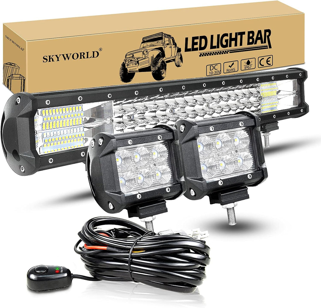 LED Arbeitsscheinwerfer Bar SKYWORLD 50cm 288W Lightbar LED Scheinwerfer Combo Zusatzscheinwerfer 12
