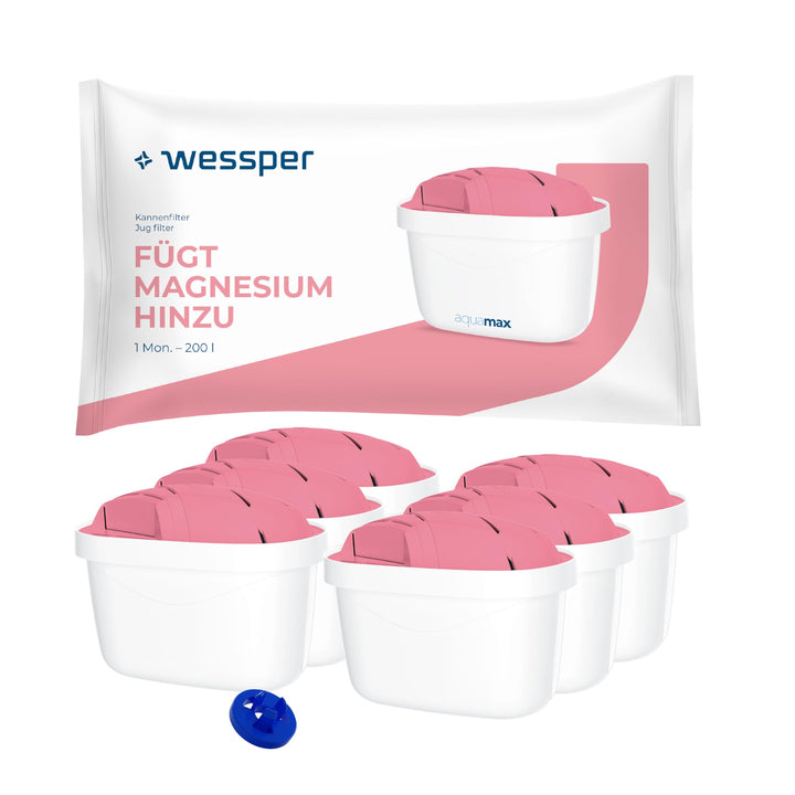 Wessper Filterkartuschen für Kanne, Filter mit Magnesium, Zusätzlicher PIN, Kompatibel mit Brita Was
