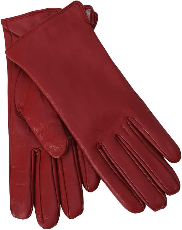 MGGMOKAY Damen Lederhandschuhe Kaschmir gefüttert XXL Rot (Touchscreen, Innenfutter aus Kaschmir), X
