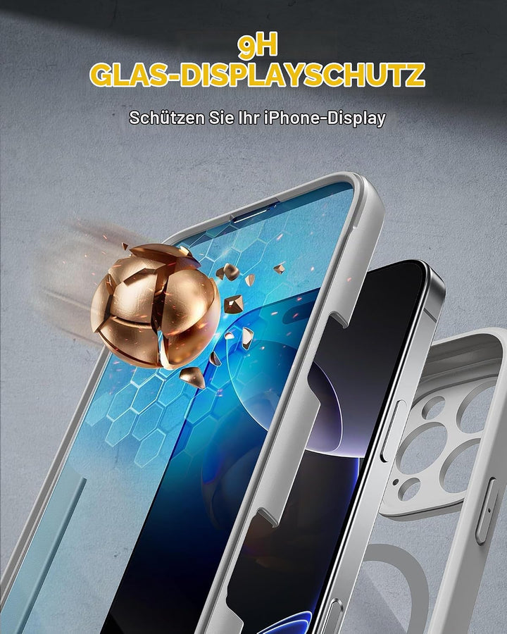 Miracase 360 Grad für iPhone 16 Pro Max Hülle 6,9 Zoll mit Magsafe, Eingebaut Glas Schutzfolie Kompl