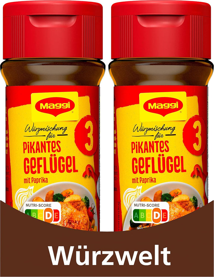MAGGI Würzmischung 3 für pikantes Geflügel, Würzmittel, süss-pikantes Paprika Hähnchen Gewürz, 8er P