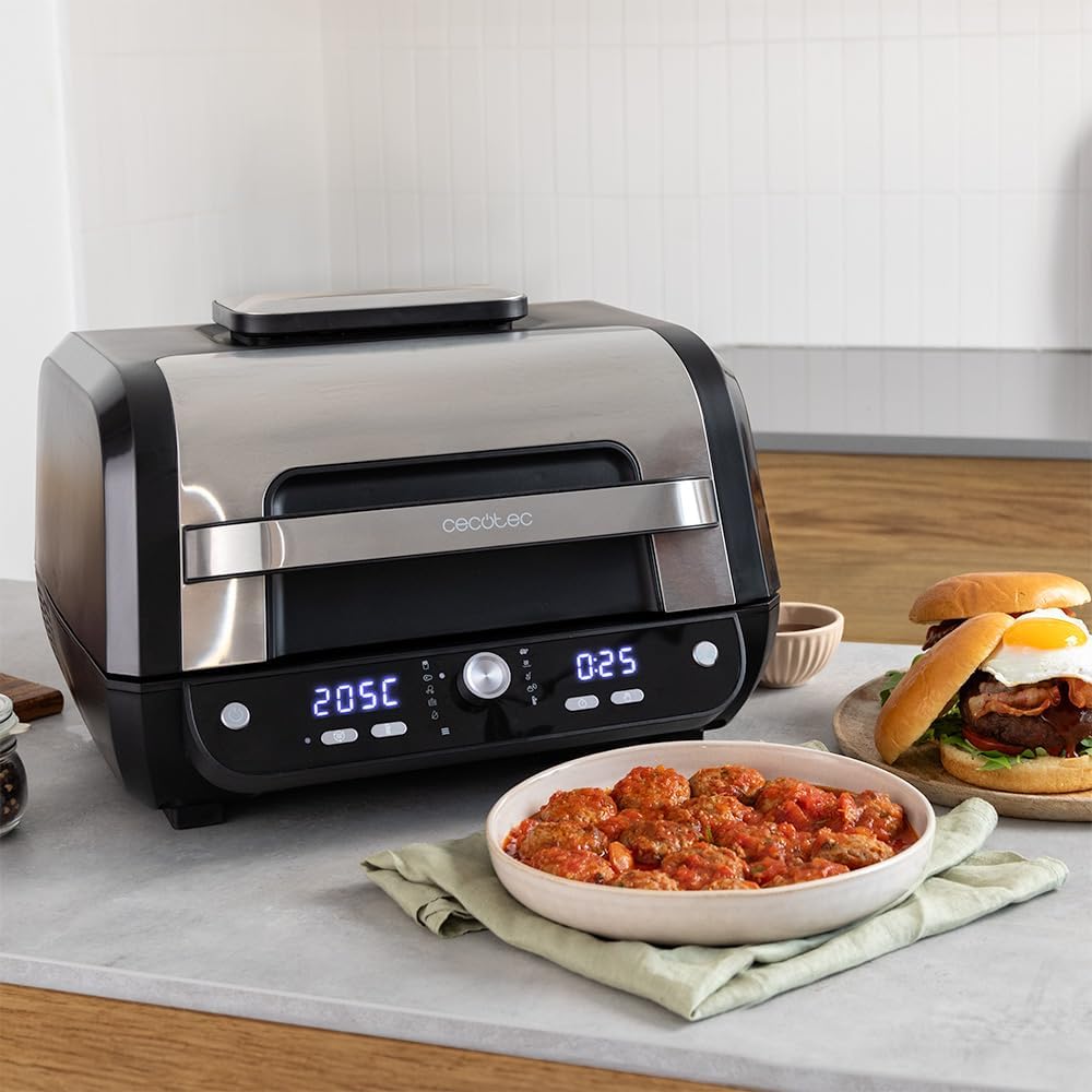 Cecotec Heissluftfritteuse ohne Öl, 8 L, Cecofry FireDome 8000 Pro. 1700 W, Doppelte Heizung, 4 Gril