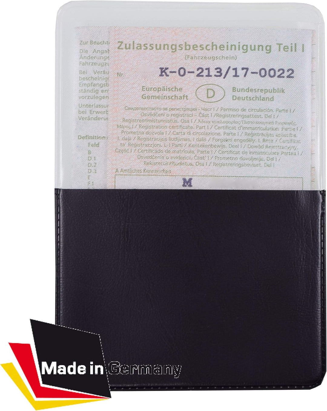 KFZ Schein Schutzhülle 1 Fach Made in Germany Etui Mappe Kartenhülle Fahrzeugschein Hülle (Schwarz),