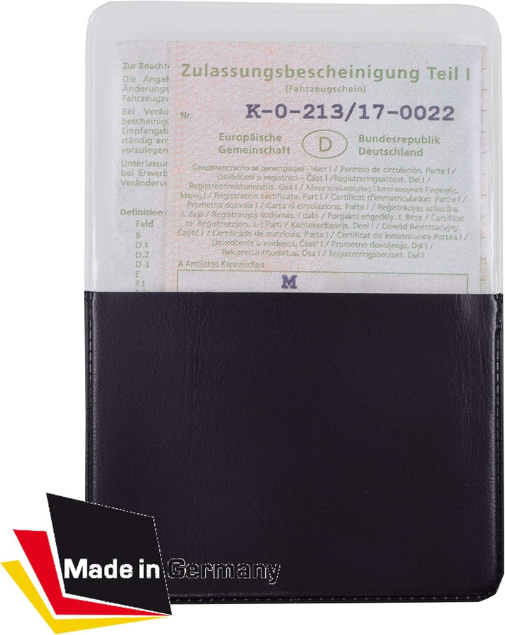 KFZ Schein Schutzhülle 1 Fach Made in Germany Etui Mappe Kartenhülle Fahrzeugschein Hülle (Schwarz),