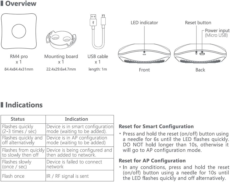 BroadLink - RM4 Pro, IR und HF Universal-Fernbedienung, All-in-One Hub, Code-Lernfunktion, WLAN, für