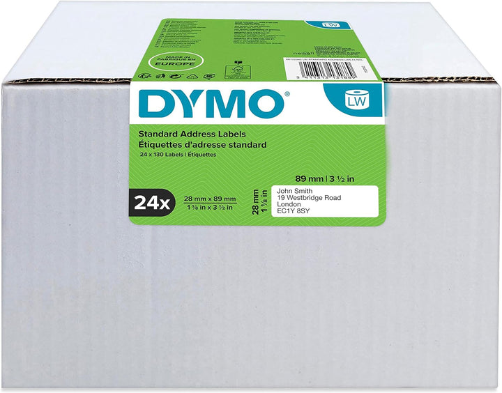 DYMO Original LabelWriter Adressetiketten | 28 mm x 89 mm | 24 Rollen mit je 130 leicht ablösbaren E