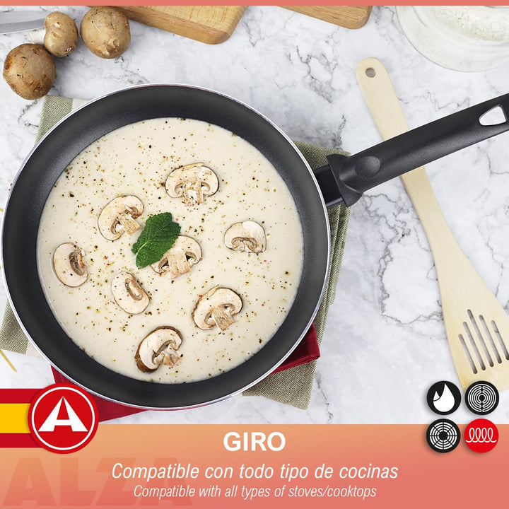 ALZA Giro - Pfannen-Set, Grau, 20 + 24 cm, dickes gepresstes Aluminium, Antihaftbeschichtung, doppel