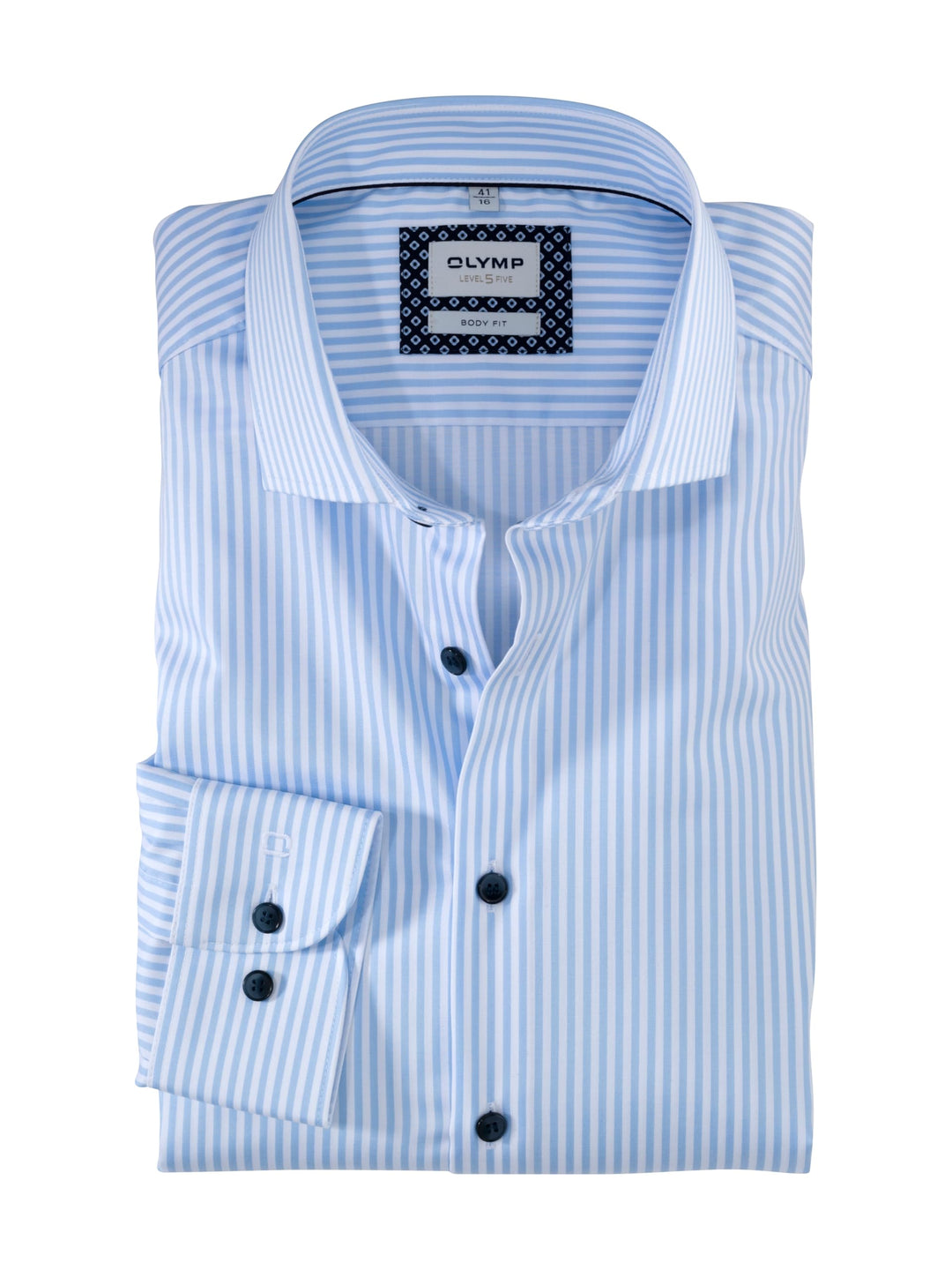 OLYMP Herren Oberhemd Langarm Level.Five.Body.fit,Römer Streifen,Body fit,Royal Kent 39 Bleu 11, 39