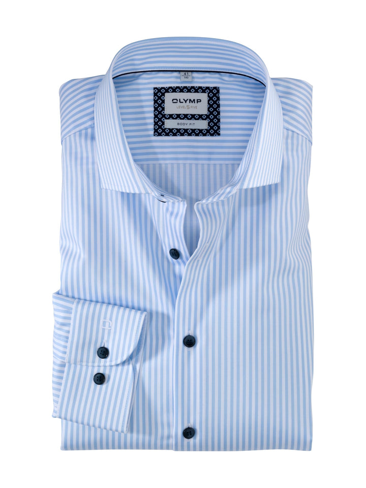 OLYMP Herren Oberhemd Langarm Level.Five.Body.fit,Römer Streifen,Body fit,Royal Kent 39 Bleu 11, 39