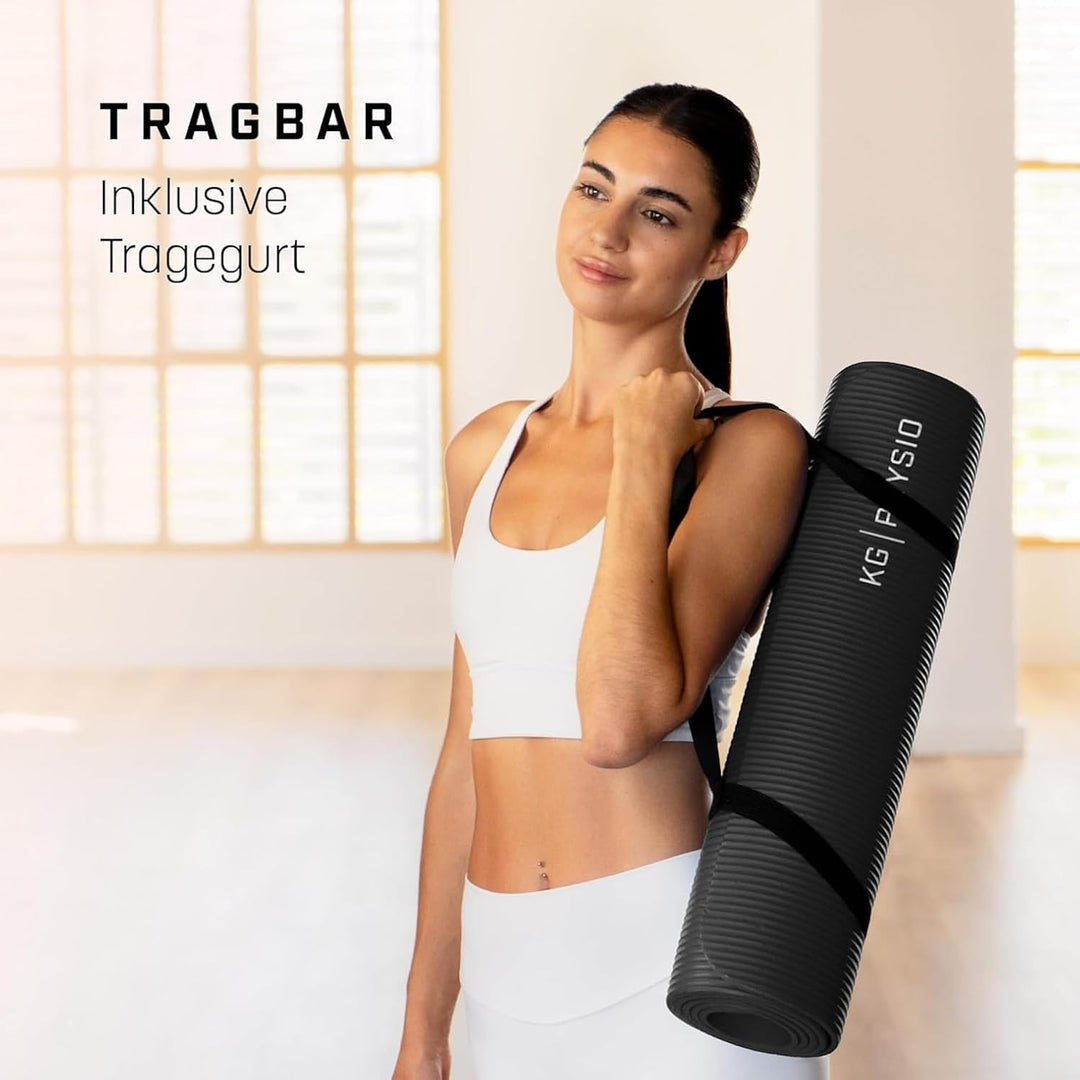 KG Physio Yogamatte Rutschfest und Gepolstert - Yoga Matte mit Tragegurt, Fitnessmatte, Turnmatte, S