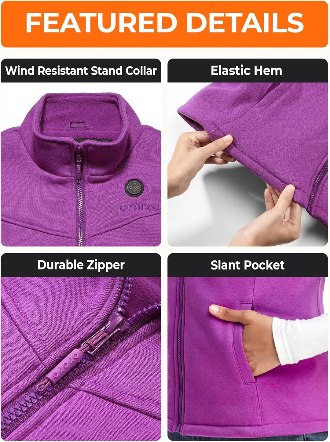 ORORO Beheizbare Weste Fleece Damen Beheizte Fleeceweste mit Powerbank Heizweste Damen - Ladegerät N