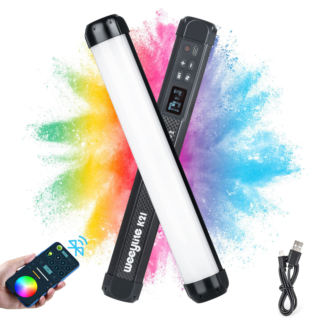 weeylite K21 RGB Handheld LED Videolicht stab Fotografie Licht 1200Lumen mit Bluetooth (APP)-Steueru