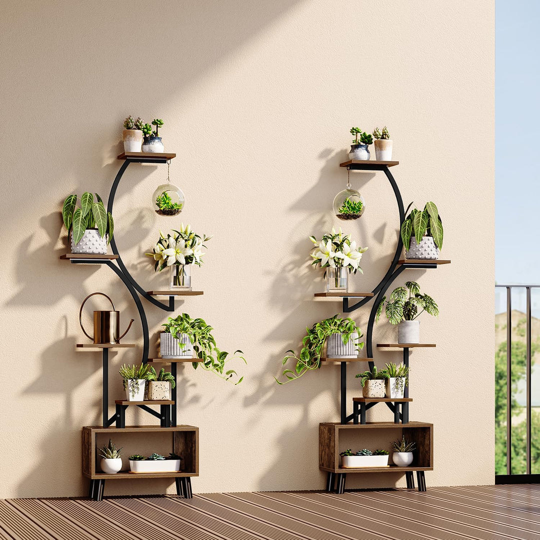 ShineMuse Pflanzenständer mit Wachstumslicht 160cm,Holz und Metall Blumenständer mit LED Wachstumsli