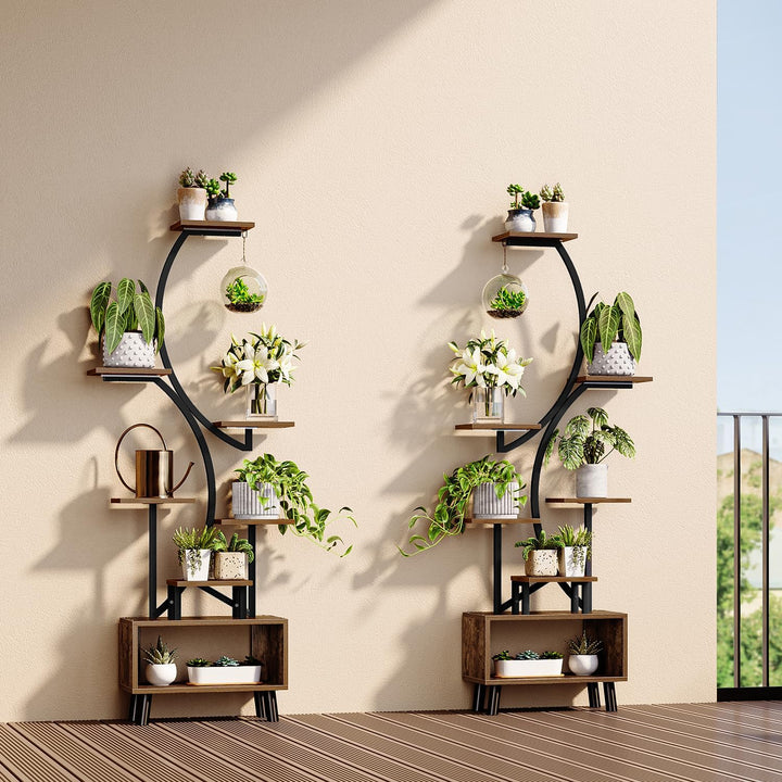 ShineMuse Pflanzenständer mit Wachstumslicht 160cm,Holz und Metall Blumenständer mit LED Wachstumsli