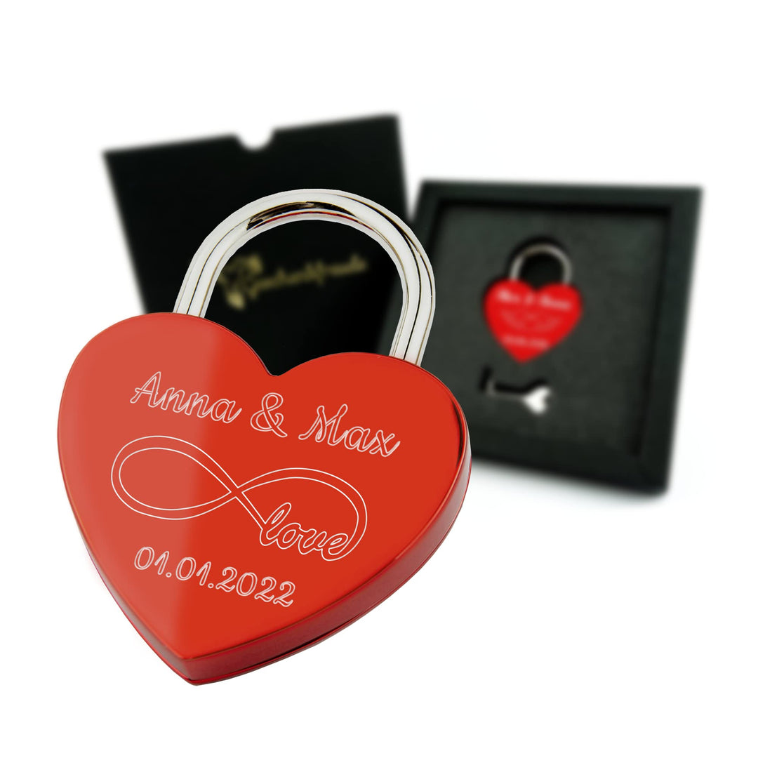 Geschenkfreude Liebesschloss mit Gravur - witterungsbeständig - personalisierte Geschenke für Frauen