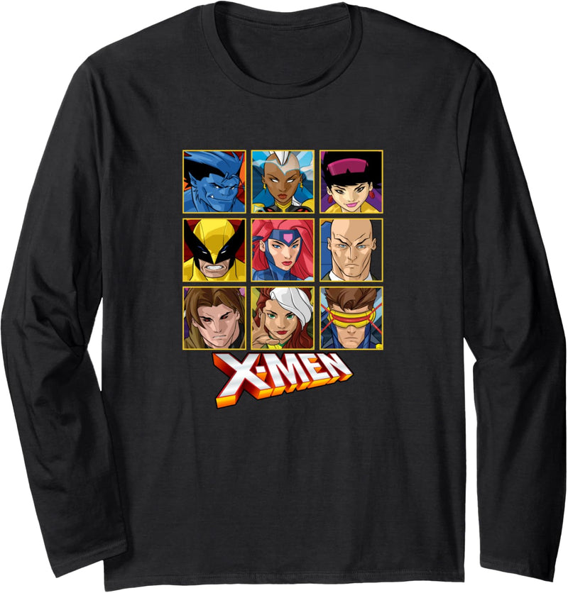 Marvel X-Men Character Panel Portrait Logo Langarmshirt