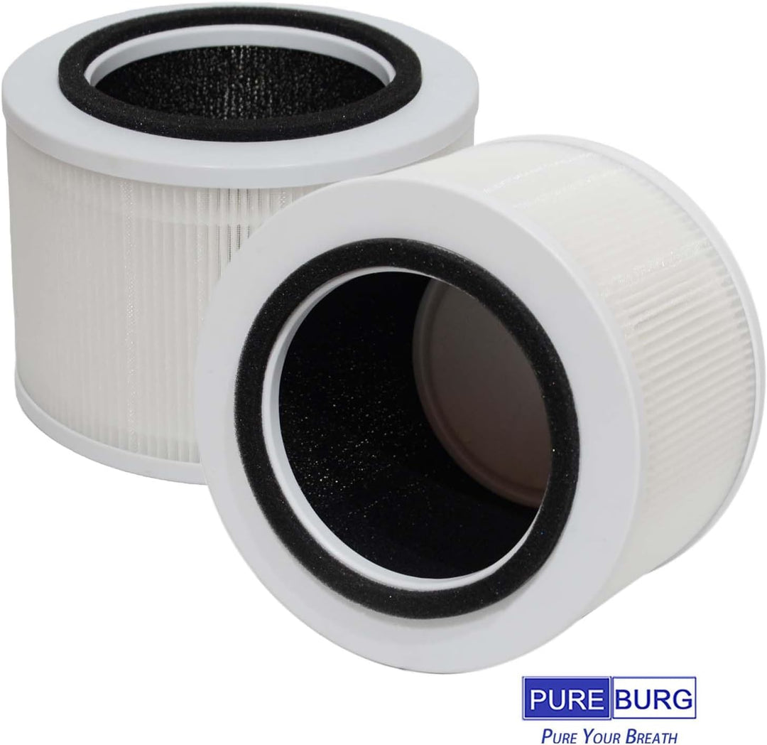 PUREBURG Ersatzfilter kompatibel mit Vibrix PureFlow30 Luftreiniger 30 M², 2er-Pack H13 HEPA Aktivko