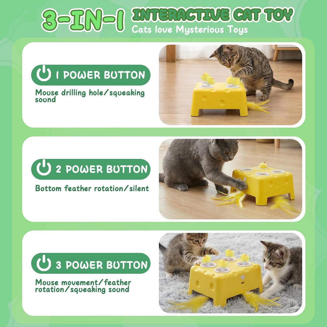 2-in-1 Automatisches Katzenspielzeug, Interaktives Katzenspielzeug, Wiederaufladbares Katzenmaus-Spi