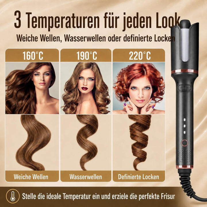 Italian Design MyTulip Automatischer Lockenstab – Hair Curler mit 3 Temperaturen (160–220 °C), Keram