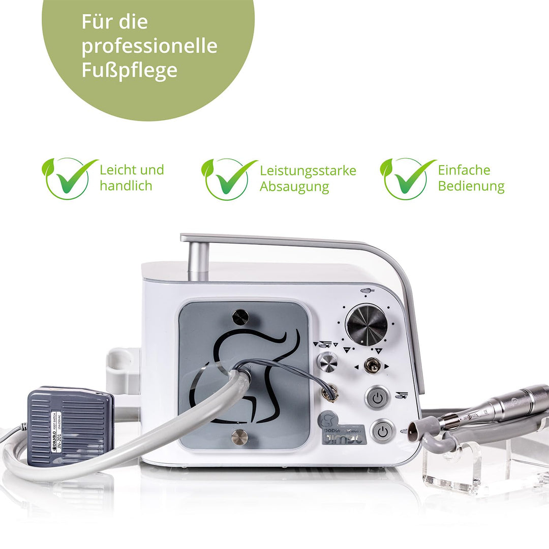Podomonium JIMBO Fusspflegegerät mit Absaugung – Profi Nagelfräser 40.000 U/min, Micromotor mit 2,35