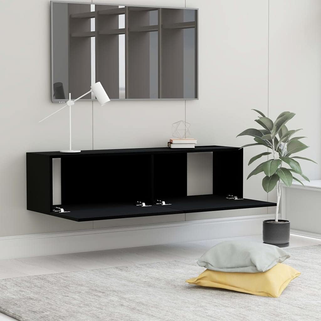 Festnight TV Wandboard Hängend Schwarz TV-Wandschrank Lowboard Hangend Hängeschränke Hänge TV Board