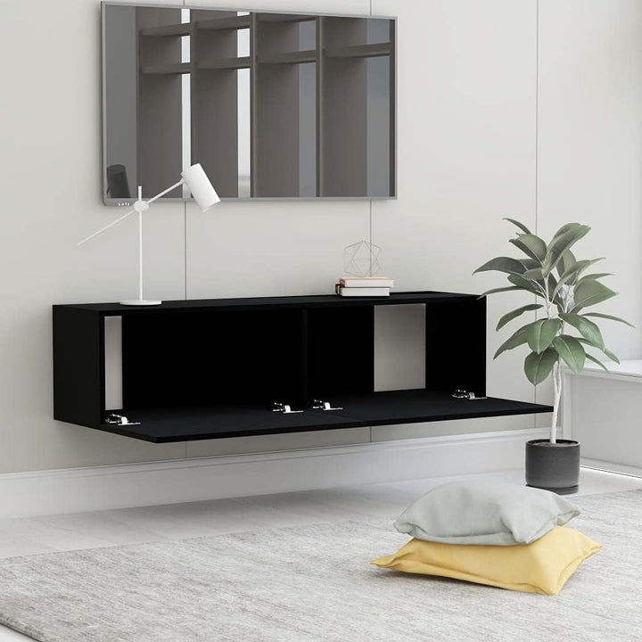Festnight TV Wandboard Hängend Schwarz TV-Wandschrank Lowboard Hangend Hängeschränke Hänge TV Board