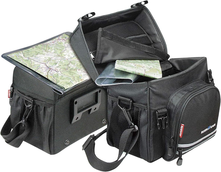 KLICKfix Unisex – Erwachsene klick Fix Allrounder Lenkertasche, Schwarz, one Size Bundle mit Lenkera