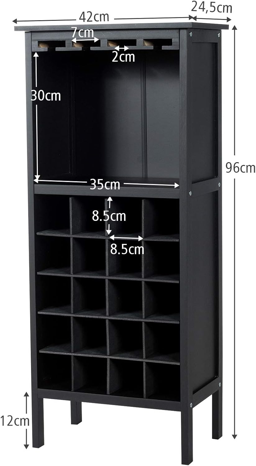 KOMFOTTEU Weinschrank, Weinständer mit 20 Flaschen & 4 Reihen Weinglashalter, Flaschenständer stehen