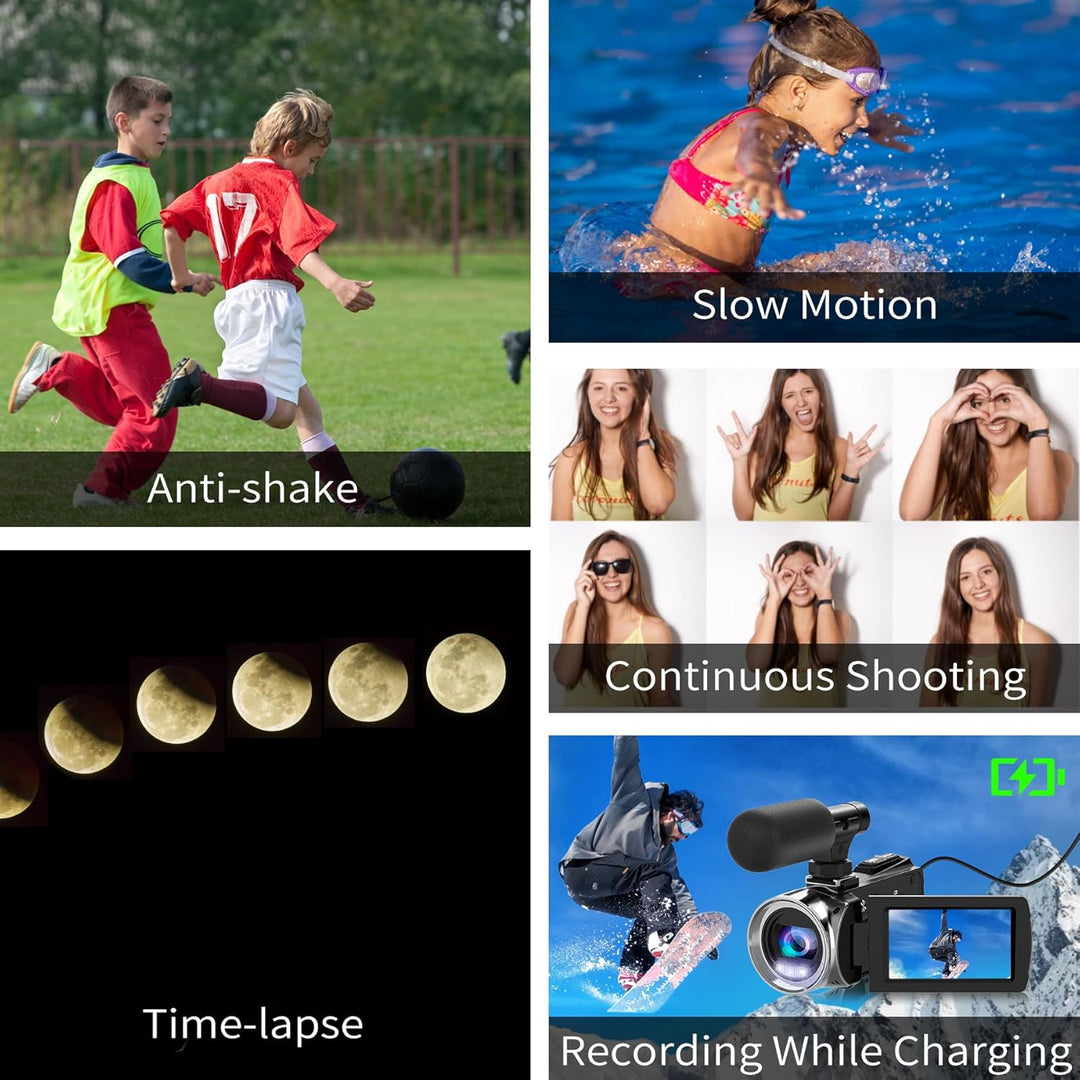 Caméscope vidéo 4K 36 MP Vlogging Caméra Pour Appareil Photo numérique YouTube 30 FPS 3,0 '' 270 ° A