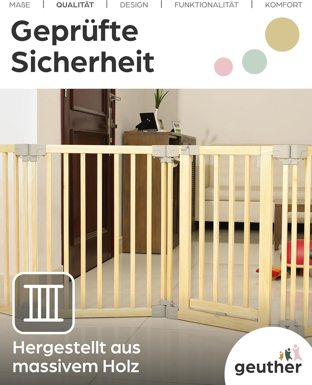 Yoko Verlängerung für Kinderschutzgitter Holz 40-160 cm I Erweiterung Kaminschutzgitter flexibel ohn