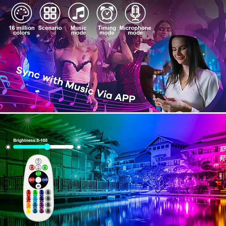 Eleganted RGB Flutlichter 2pcs 100W LED Strahler Bunt Bluetooth App Steuerung,16 million Farben Farb