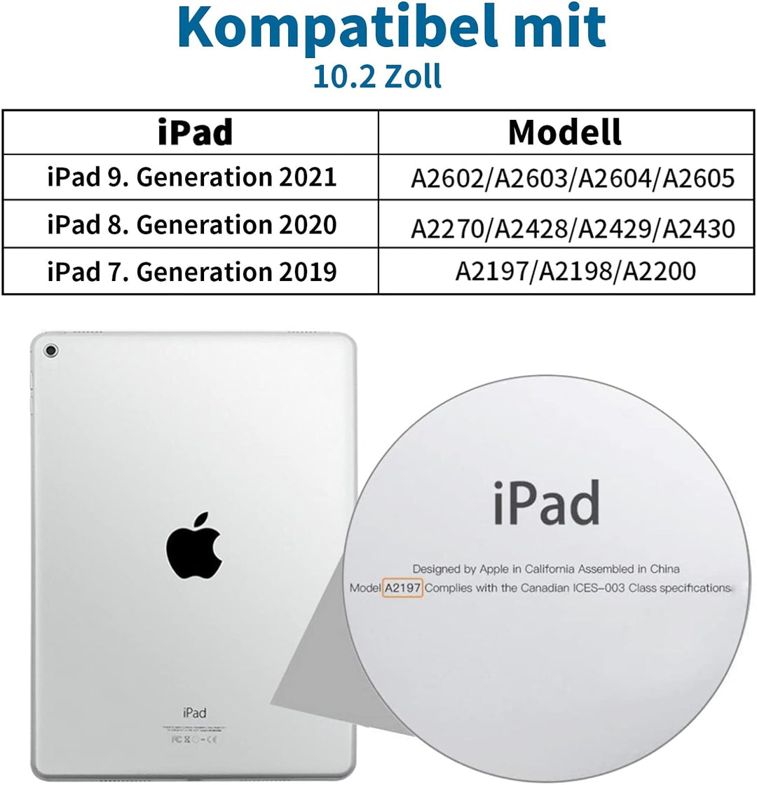 ZOYU Hülle mit Tastatur für iPad 9. Generation 2021/iPad 8. Generation 2020/iPad 7. Generation 2019,
