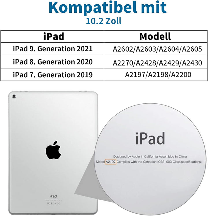 ZOYU Hülle mit Tastatur für iPad 9. Generation 2021/iPad 8. Generation 2020/iPad 7. Generation 2019,