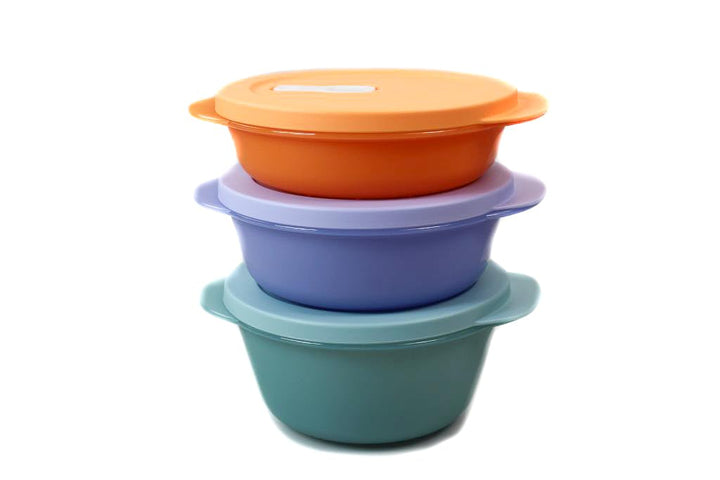 TUPPERWARE Mikrowelle CrystalWave pastell 775ml blau+560ml lila+390ml orange