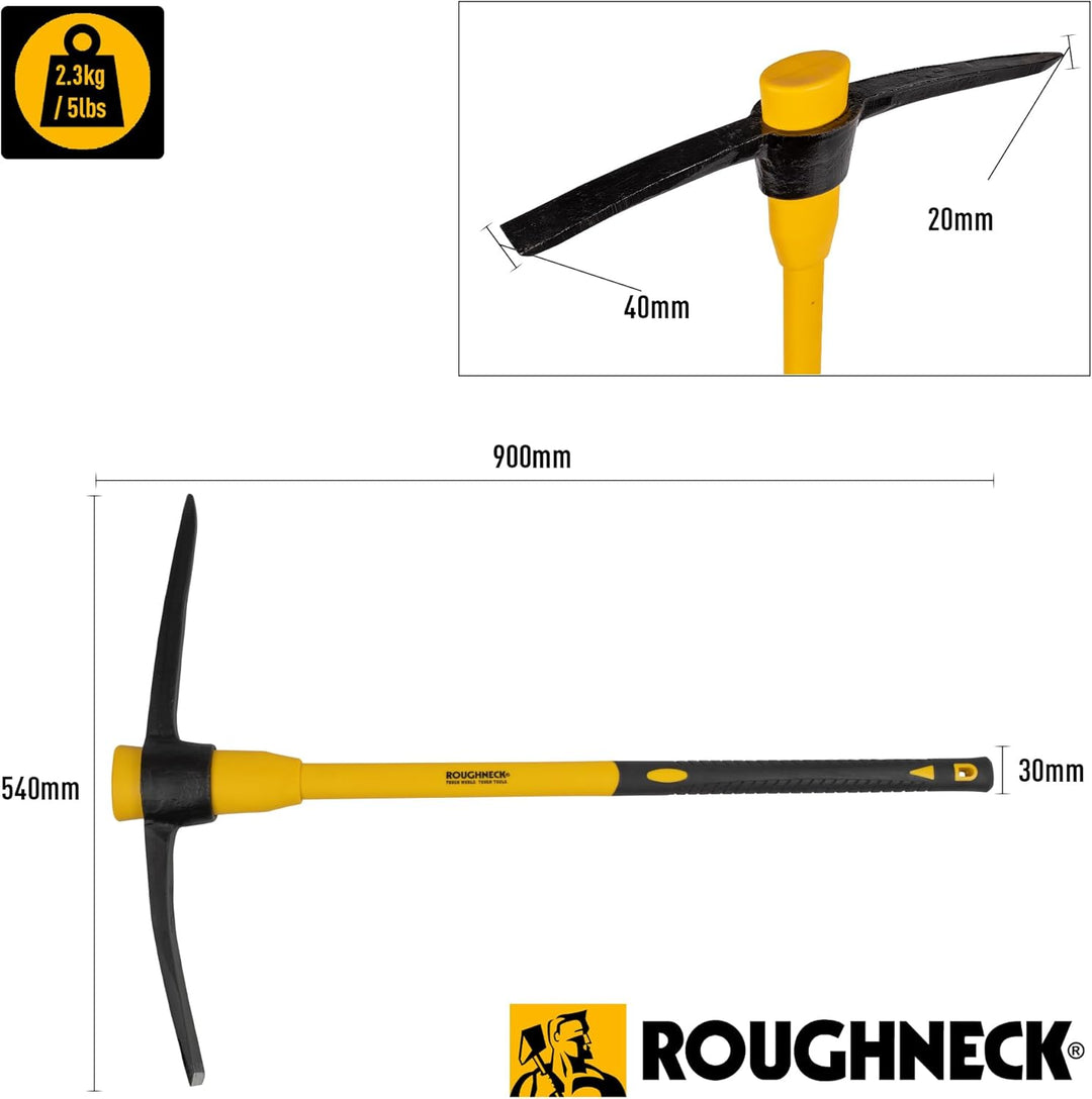 Roughneck ROU64352 Pick Axe With Fibreglass Handle 5lbs/2.27kg Modern, Modern