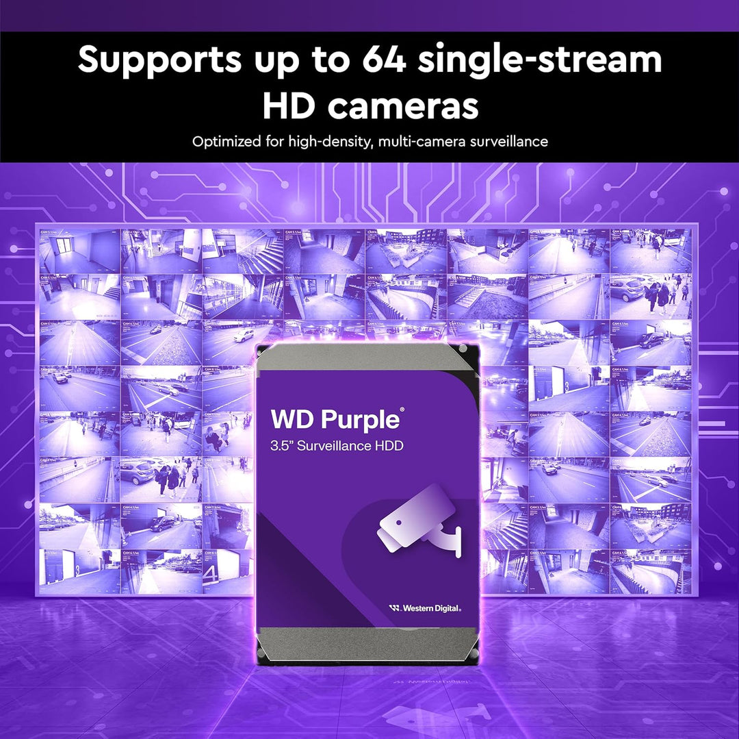 WD Purple interne Festplatte 2 TB (3,5 Zoll, Festplatte für Überwachungskamera, AllFrame-Technologie