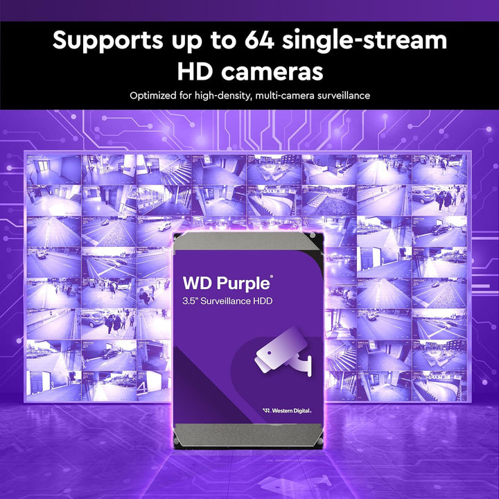 WD Purple interne Festplatte 2 TB (3,5 Zoll, Festplatte für Überwachungskamera, AllFrame-Technologie