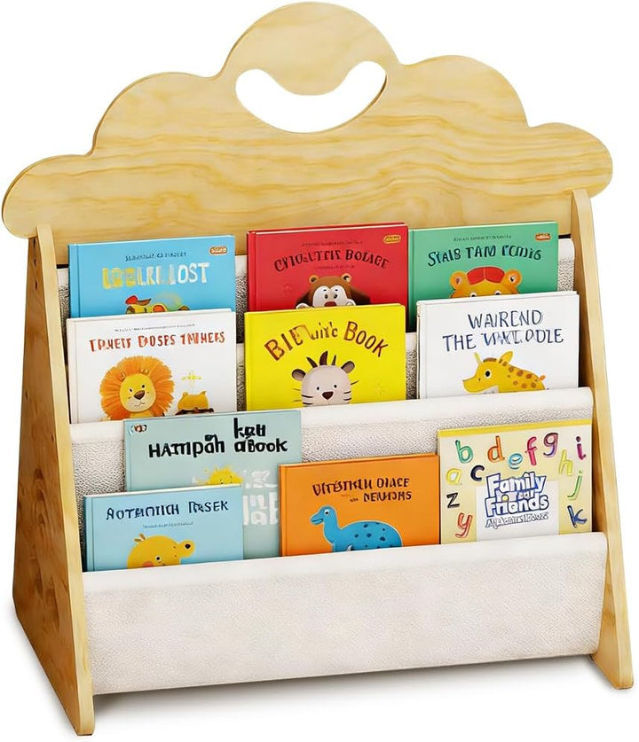 CEWROM Kinder Bücherregal Holz, Montessori Bücherregal Kinder, Kinderregal mit 2 Ebenen, offenes Kin