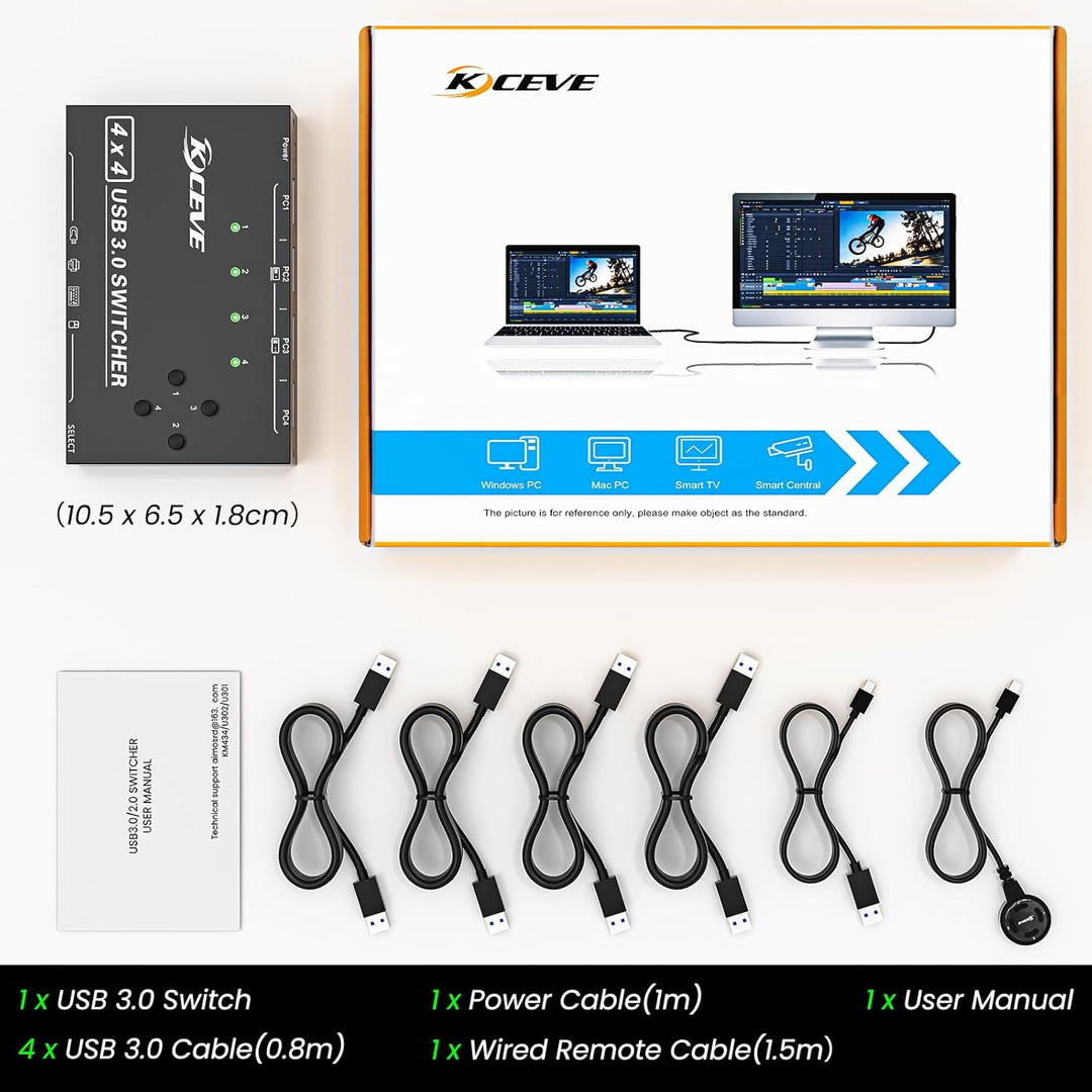 USB 3.0 Switch 4 PC, YOUTINGHDAV 4 in 4 out USB Switch 3.0, USB Switch Box für Tastatur, Maus, Druck
