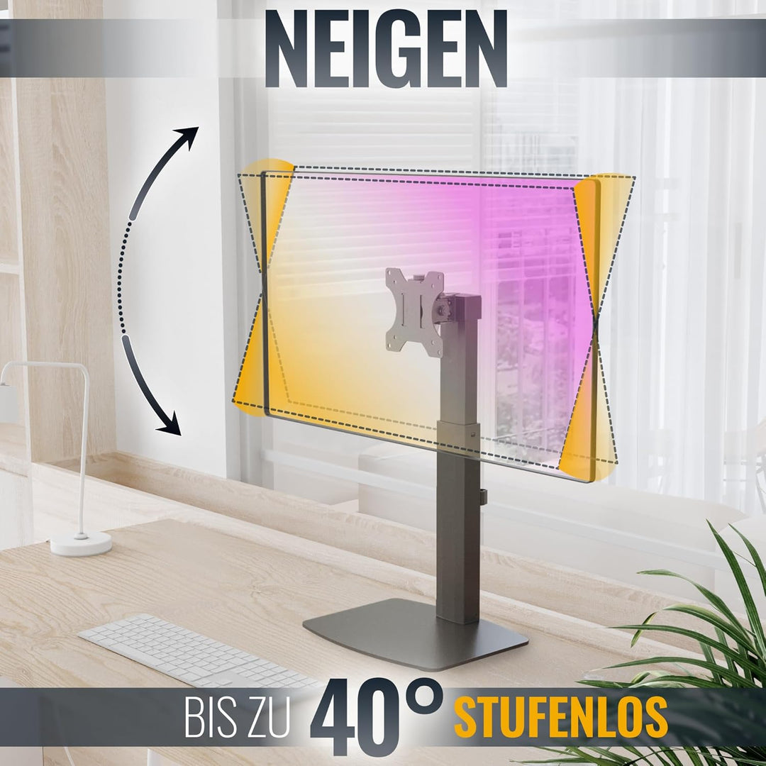 RICOO Monitor Halterung Tisch, VESA Tischhalterung für 17-32 Zoll, Monitorhalterung 1 Monitor Arm TS